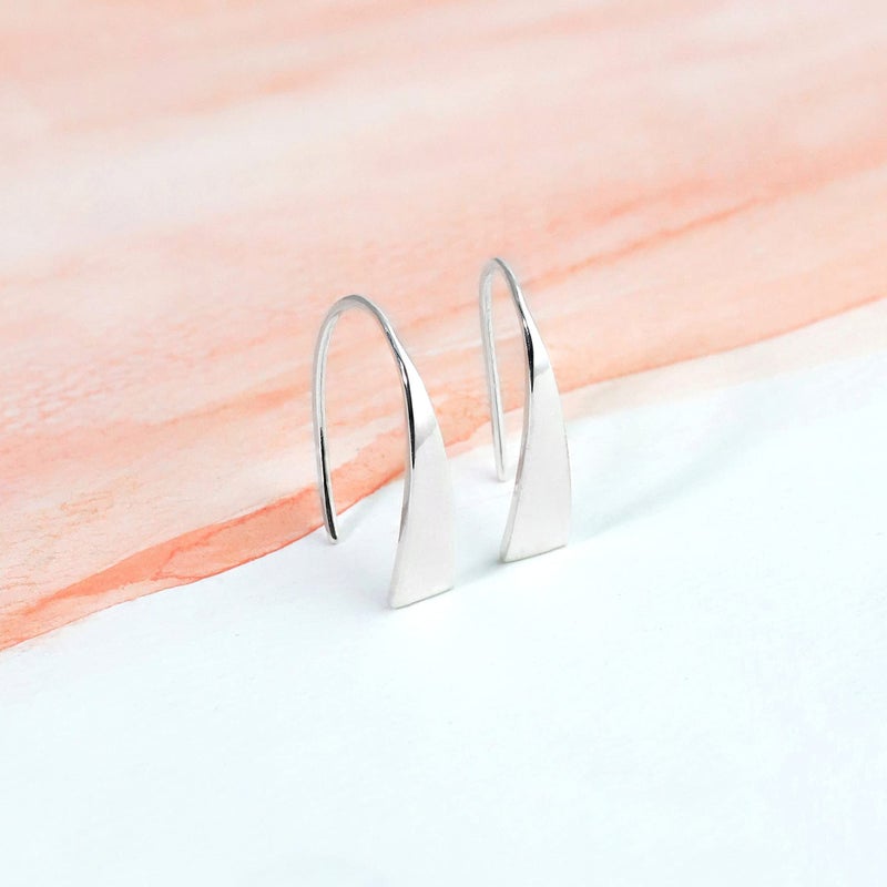 Boma Jewelry Sterling Silver Triangle Pull Through Hoop Earrings - Image 5